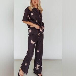 Selfie Leslie Navy Pants with Sun and Star Pattern